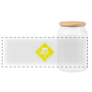 MTB Dowwnhill Mountain Biking Roadsign - Panorama Keksdose mit Holzdeckel - Weiß - Vorne