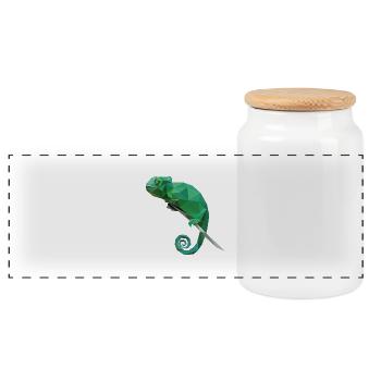 Chamäleon Chamäleons T-Shirt Geschenk Reptilien - Panorama Keksdose mit Holzdeckel - Weiß - Vorne