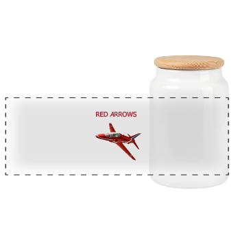 Red Arrows Hawk - Panoramic Cookie Jar with Wooden Lid - white - Front