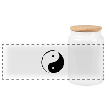 ying_yang_small - Panorama Keksdose mit Holzdeckel - Weiß - Vorne