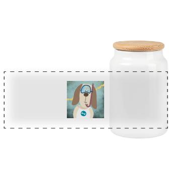 Poster Basset Kinderzimmer Hund Taucher Deko Kind - Panorama Keksdose mit Holzdeckel - Weiß - Vorne