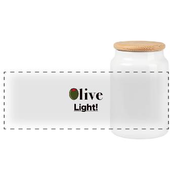 Olive Light - Panorama Keksdose mit Holzdeckel - Weiß - Vorne