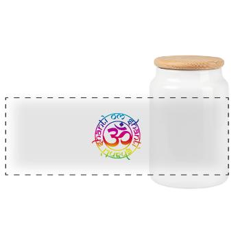 aum_om_shantil_rainbow - Panorama Keksdose mit Holzdeckel - Weiß - Vorne