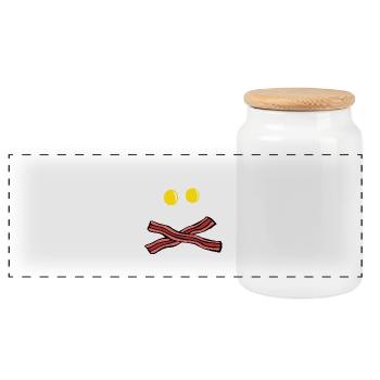 Œufs et du Bacon crâne - Boîte à biscuits avec couvercle en bois - blanc - Devant