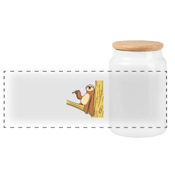 Smoking Sloth - Panoramic Cookie Jar with Wooden Lid - white - Front