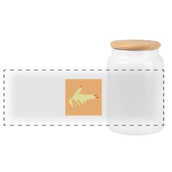 illustration main - Boîte à biscuits avec couvercle en bois - blanc - Devant