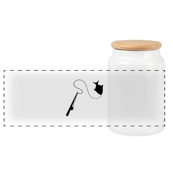Fishing rod fisherman with a catch! hook line sink - Panoramic Cookie Jar with Wooden Lid - white - Front