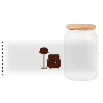 floor_lamp_and_armchair - Boîte à biscuits avec couvercle en bois - blanc - Devant