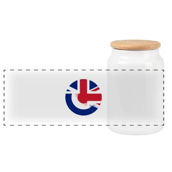Mod Union Jack combo - Panoramic Cookie Jar with Wooden Lid - white - Front