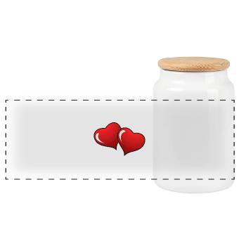 Coeurs De - Boîte à biscuits avec couvercle en bois - blanc - Devant