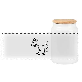Goat kid - Panoramic Cookie Jar with Wooden Lid - white - Front