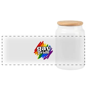 Gay__N005 - Boîte à biscuits avec couvercle en bois - blanc - Devant