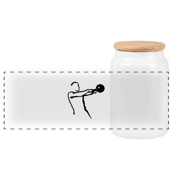 Kettlebell Swing klein - Panorama Keksdose mit Holzdeckel - Weiß - Vorne
