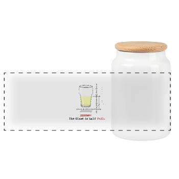 Glass is half full - Panorama Keksdose mit Holzdeckel - Weiß - Vorne