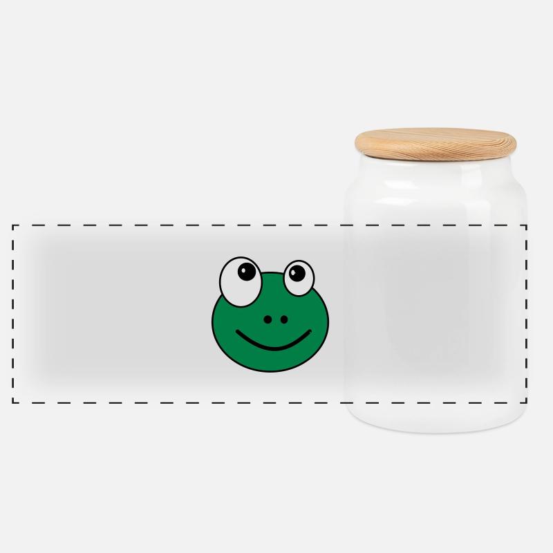 Frosch - Panorama Keksdose mit Holzdeckel - Weiß
