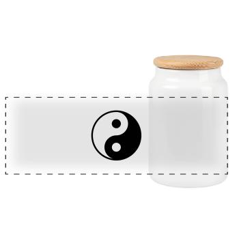 Yin Yang strong , 1,618 5x5, 1f - Panorama Keksdose mit Holzdeckel - Weiß - Vorne