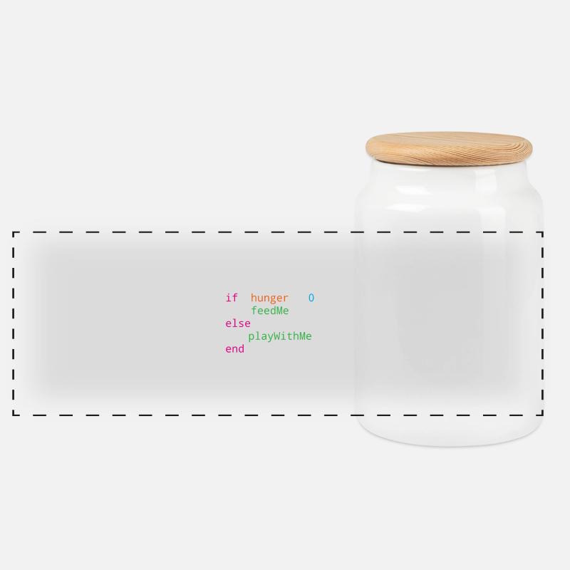Programmierer Quellcode Hunger oder Spielen - Panorama Keksdose mit Holzdeckel - Weiß
