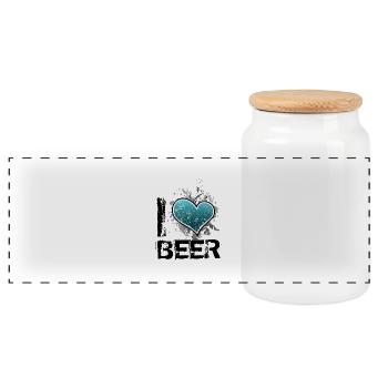 i love beer de - Panorama Keksdose mit Holzdeckel - Weiß - Vorne