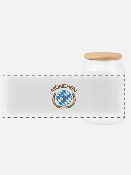 München - Panorama Keksdose mit Holzdeckel - Weiß