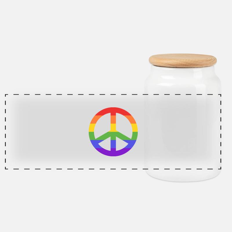 Peace Sign Hippie - Panorama Keksdose mit Holzdeckel - Weiß