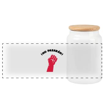 No Pasaran - They shall not pass! - Panoramic Cookie Jar with Wooden Lid - white - Front