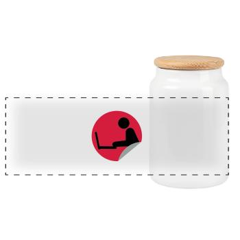 laptop__sticker___f3 - Panoramic Cookie Jar with Wooden Lid - white - Front