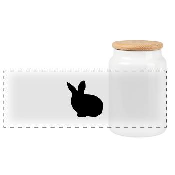 lapin - Boîte à biscuits avec couvercle en bois - blanc - Devant