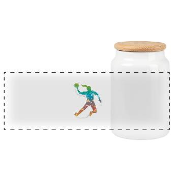 féminin de handball de - Boîte à biscuits avec couvercle en bois - blanc - Devant