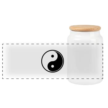 Yin und Yang - Panorama Keksdose mit Holzdeckel - Weiß - Vorne
