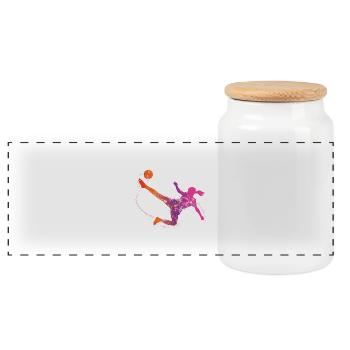 soccer female uk - Panoramic Cookie Jar with Wooden Lid - white - Front