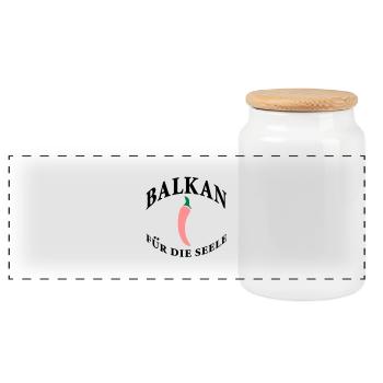 balkan für die seele - Panorama Keksdose mit Holzdeckel - Weiß - Vorne