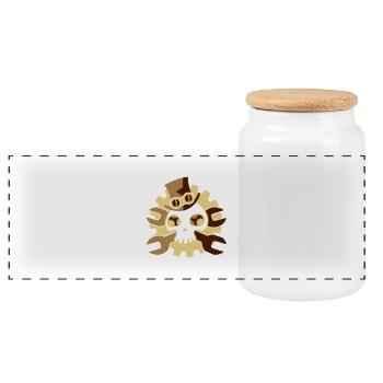 steampunk_skull_3c - Panoramic Cookie Jar with Wooden Lid - white - Front