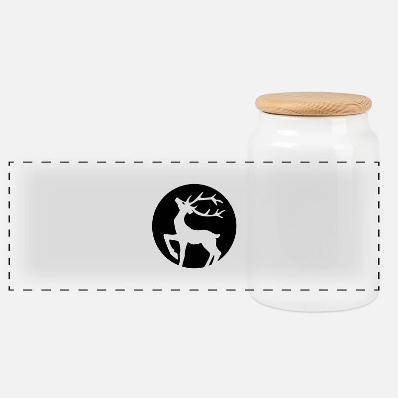Cerf - Boîte à biscuits avec couvercle en bois - blanc