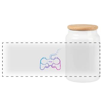 Controller Graffiti - Panoramic Cookie Jar with Wooden Lid - white - Front
