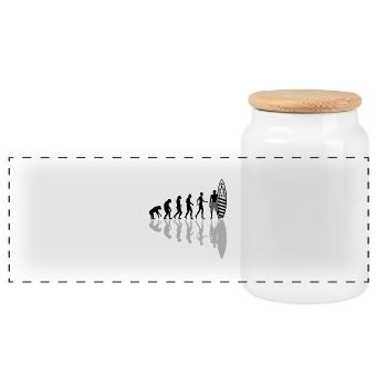breizh surfing 02 - Panoramic Cookie Jar with Wooden Lid - white - Front