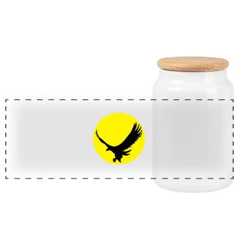 Eagle - Panoramic Cookie Jar with Wooden Lid - white - Front