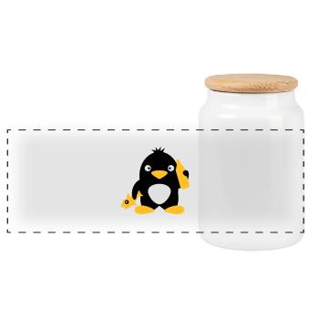 Fish And Beer Penguin - Panorama Keksdose mit Holzdeckel - Weiß - Vorne