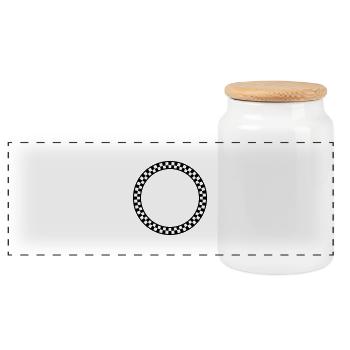 Ralley Kreis /checker circle (b, 1c) - Panoramic Cookie Jar with Wooden Lid - white - Front