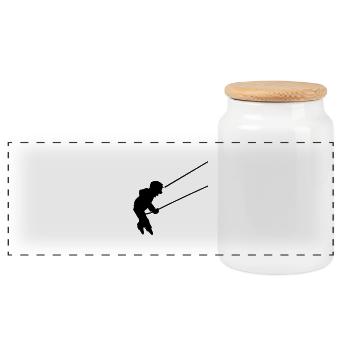 Schaukeln / swinging boy (1c) - Panorama Keksdose mit Holzdeckel - Weiß - Vorne