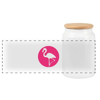Flamingo - Panoramic Cookie Jar with Wooden Lid - white - Front