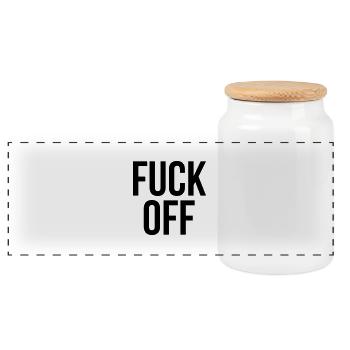 fuck off - Panorama Keksdose mit Holzdeckel - Weiß - Vorne