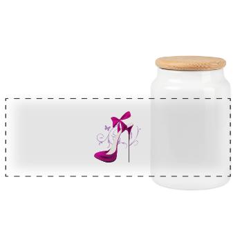High-Heel - Panorama Keksdose mit Holzdeckel - Weiß - Vorne
