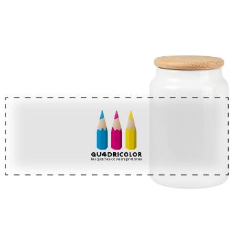 Quadricolor - Texte sombre - Boîte à biscuits avec couvercle en bois - blanc - Devant