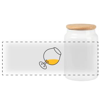 Cognacglas - Panorama Keksdose mit Holzdeckel - Weiß - Vorne