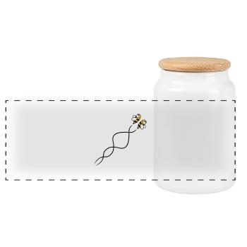 Bees - Panoramic Cookie Jar with Wooden Lid - white - Front