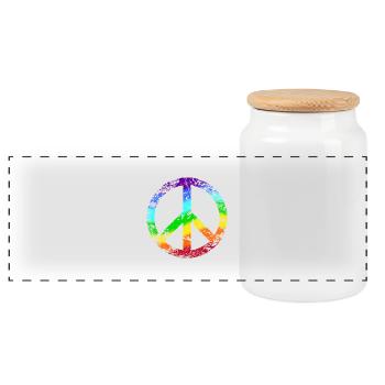 Peace-Zeichen Regenbogen Toleranz Frieden Graffiti - Panorama Keksdose mit Holzdeckel - Weiß - Vorne