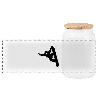 Snowboard - Boîte à biscuits avec couvercle en bois - blanc - Devant