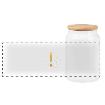 Exclamation mark! gold decoration icon & gift - Panoramic Cookie Jar with Wooden Lid - white - Front