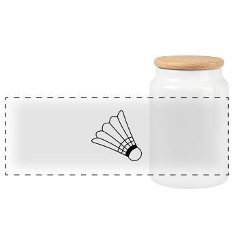 Badminton - Panoramic Cookie Jar with Wooden Lid - white - Front