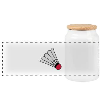 Badminton - Panoramic Cookie Jar with Wooden Lid - white - Front